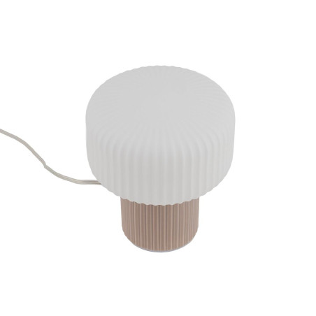 Lampa stołowa ceramiczna z ryflowanym szklanym kloszem Tika biały / róż Nowodvorski