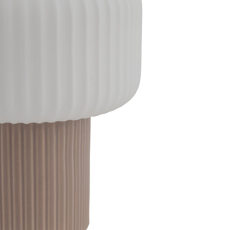 Lampa stołowa ceramiczna z ryflowanym szklanym kloszem Tika biały / róż Nowodvorski