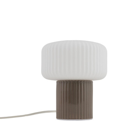 Lampa stołowa ceramiczna z ryflowanym szklanym kloszem Tika biały / brąz Nowodvorski