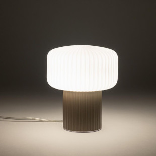 Lampa stołowa ceramiczna z ryflowanym szklanym kloszem Tika biały / brąz Nowodvorski