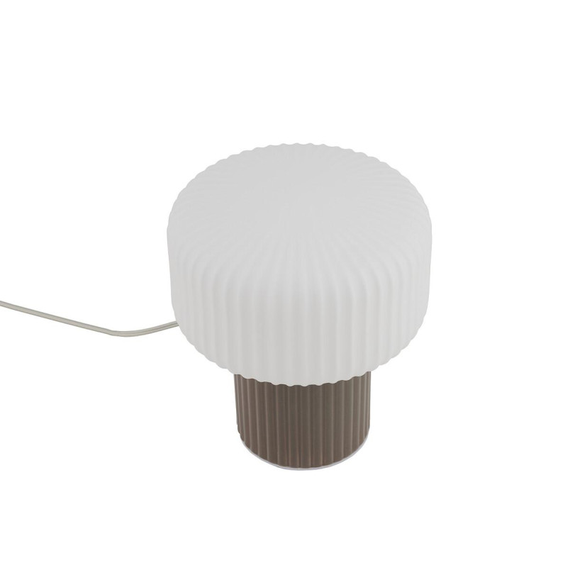 Lampa stołowa ceramiczna z ryflowanym szklanym kloszem Tika biały / brąz Nowodvorski