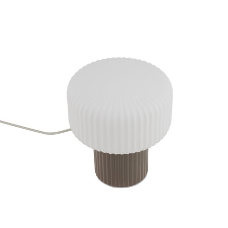 Lampa stołowa ceramiczna z ryflowanym szklanym kloszem Tika biały / brąz Nowodvorski