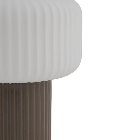 Lampa stołowa ceramiczna z ryflowanym szklanym kloszem Tika biały / brąz Nowodvorski