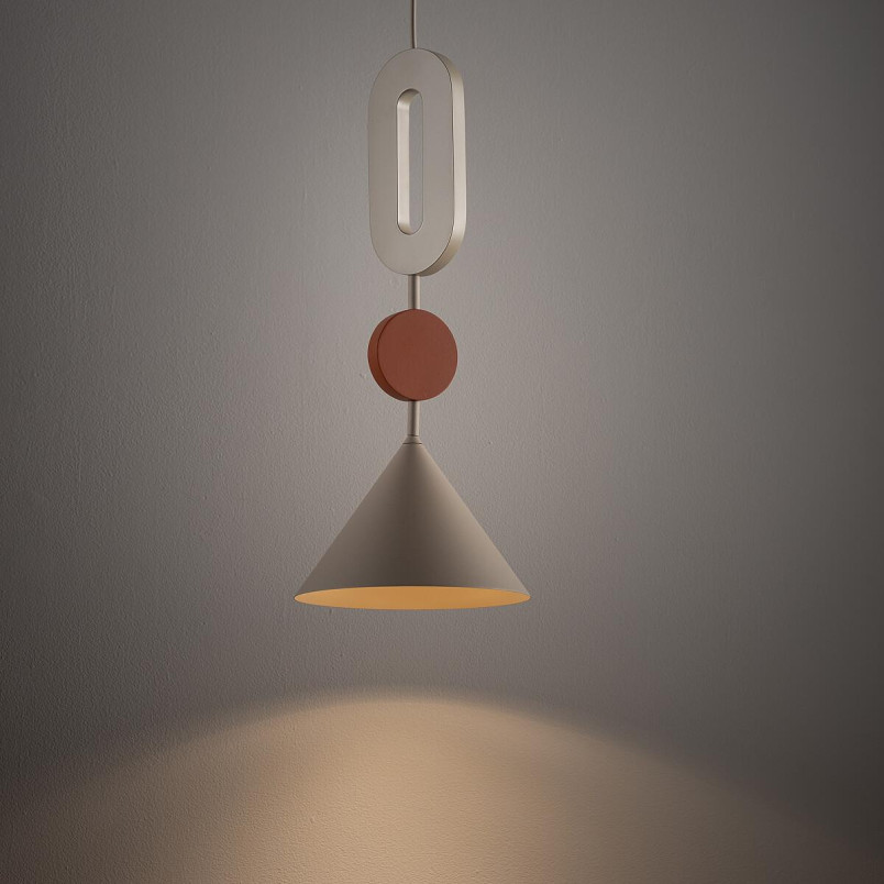 Lampa wisząca stożek z dekoracyjnymi elementami Drops Color E 20,5cm beżowy / terracotta Nowodvorski