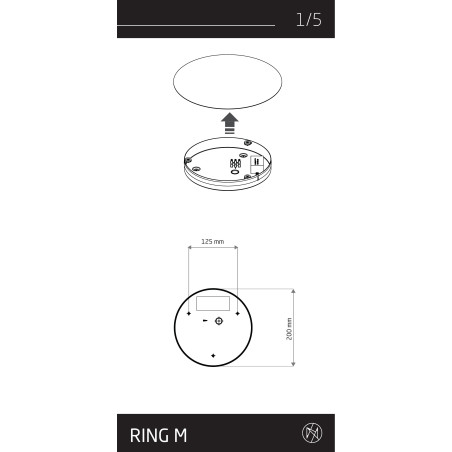 Kinkiet okrągły metalowy Ring LED 3000K 25cm szary błękit Nowodvorski