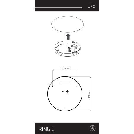 Kinkiet okrągły metalowy Ring LED 3000K 35cm szary błękit Nowodvorski