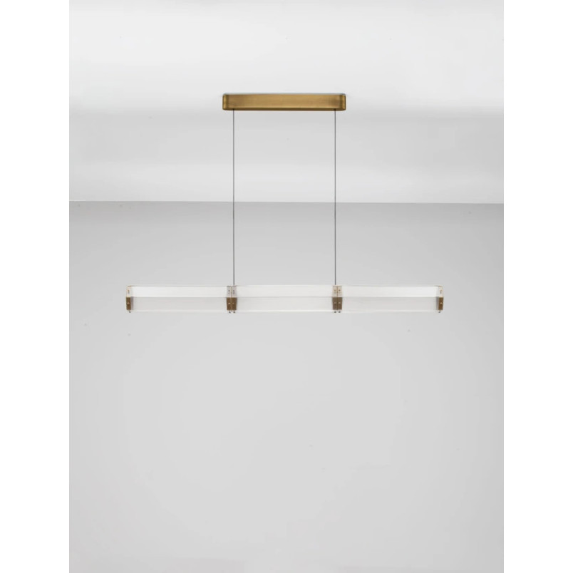 Lampa wisząca szklana podłużna w stylu retro Nezzo LED 3000K 120cm antyczny mosiądz