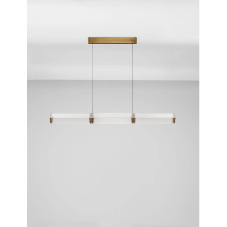 Lampa wisząca szklana podłużna w stylu retro Nezzo LED 3000K 120cm antyczny mosiądz