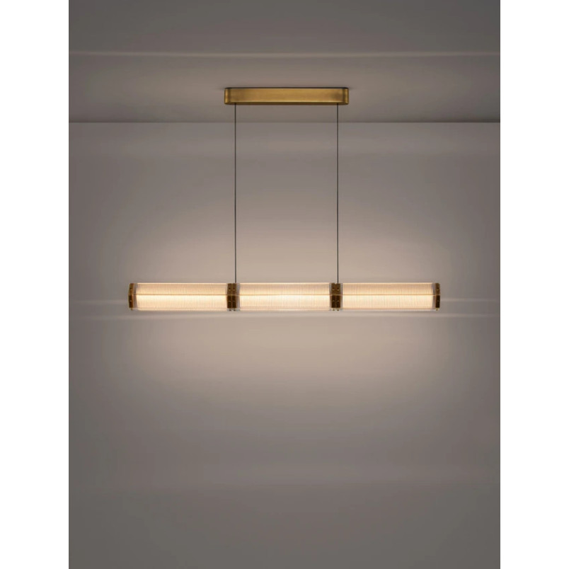 Lampa wisząca szklana podłużna w stylu retro Nezzo LED 3000K 120cm antyczny mosiądz
