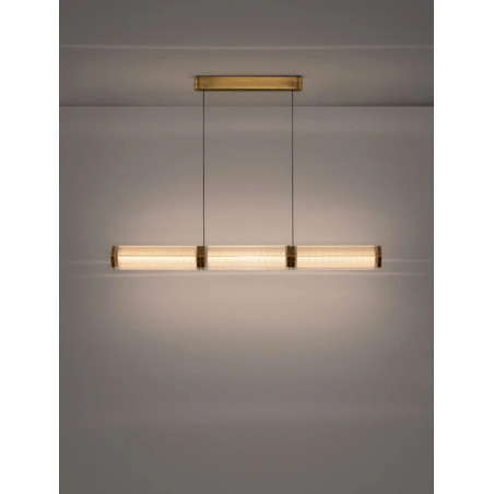 Lampa wisząca szklana podłużna w stylu retro Nezzo LED 3000K 120cm antyczny mosiądz
