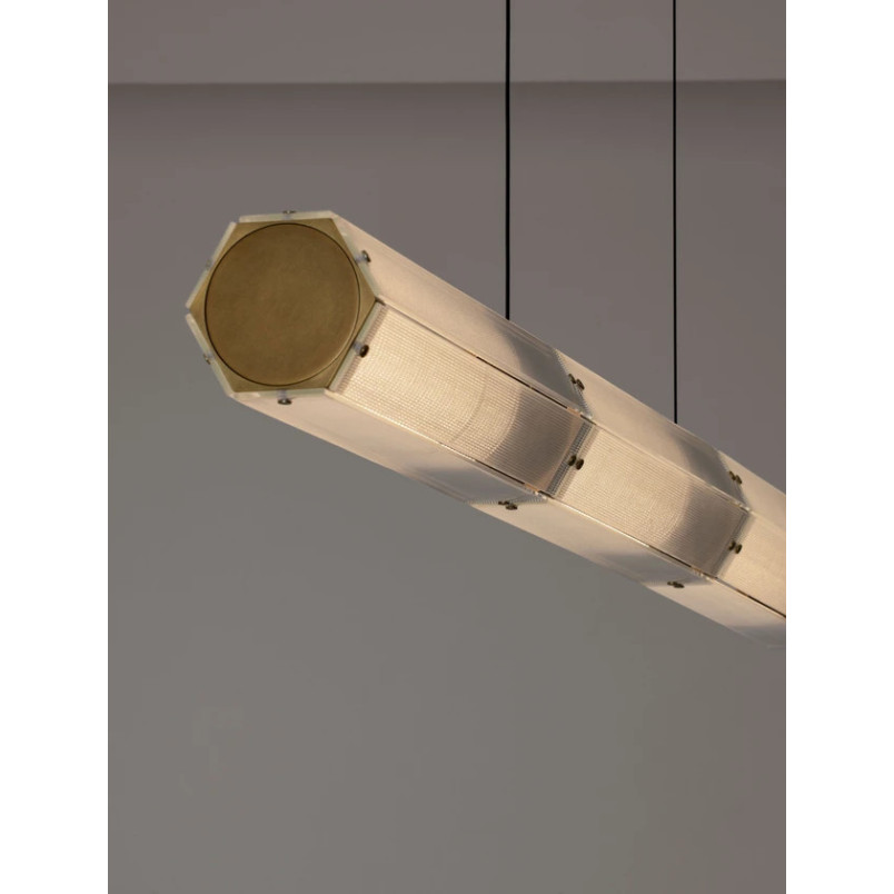 Lampa wisząca szklana podłużna w stylu retro Nezzo LED 3000K 120cm antyczny mosiądz