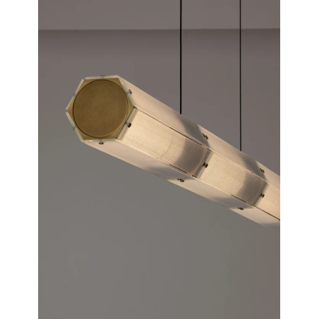 Lampa wisząca szklana podłużna w stylu retro Nezzo LED 3000K 120cm antyczny mosiądz