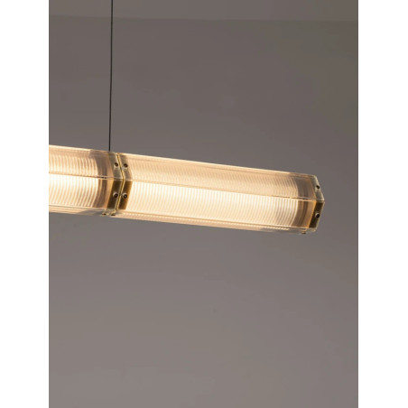 Lampa wisząca szklana podłużna w stylu retro Nezzo LED 3000K 120cm antyczny mosiądz