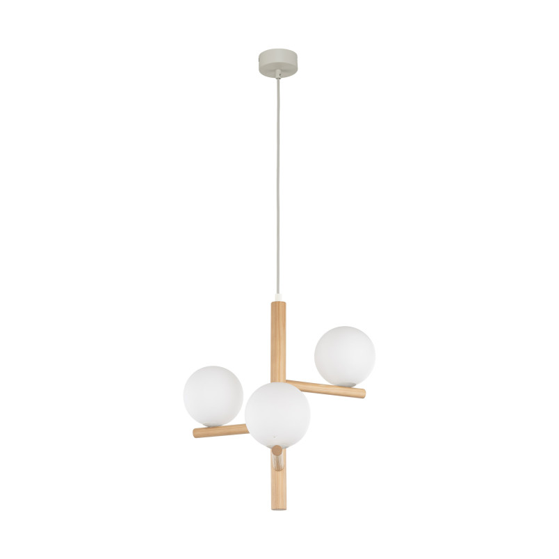 Lampa wisząca Estera Wood | 3 szklane kule, drewno | TK Lighting