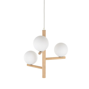 Lampa wisząca Estera Wood | 3 szklane kule, drewno | TK Lighting