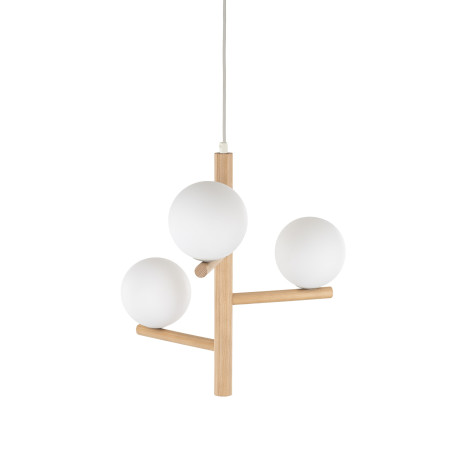 Lampa wisząca Estera Wood | 3 szklane kule, drewno | TK Lighting