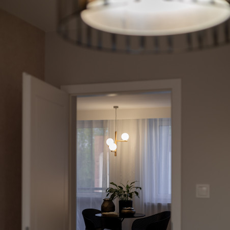 Lampa wisząca Estera Wood | 3 szklane kule, drewno | TK Lighting