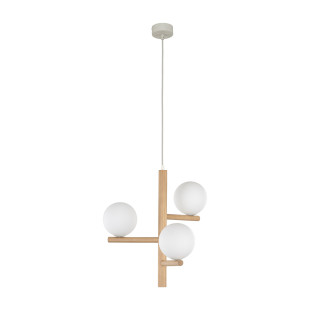 Lampa wisząca Estera Wood | 3 szklane kule, drewno | TK Lighting