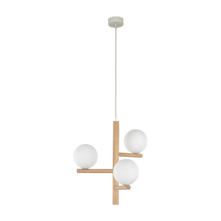 Lampa wisząca Estera Wood | 3 szklane kule, drewno | TK Lighting