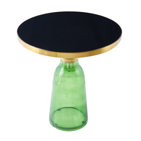 Stolik kawowy DOLCE zielone szkło czarny 50 cm | Decolab24