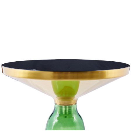 Stolik kawowy DOLCE zielone szkło czarny 50 cm | Decolab24