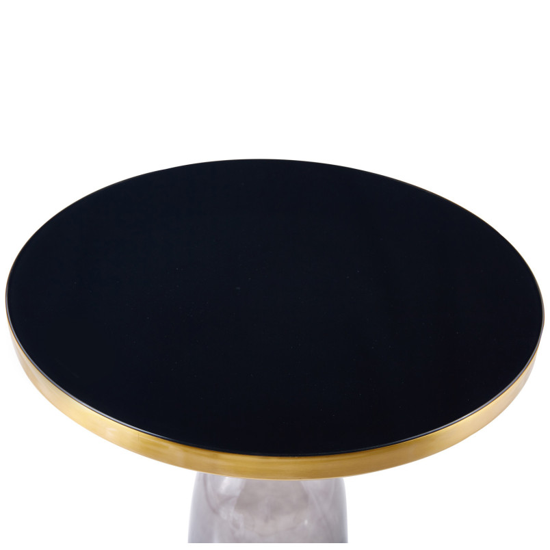 Stolik kawowy DOLCE szare szkło czarny 50 cm | Decolab24