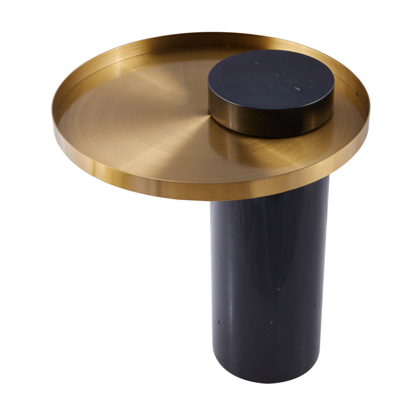 Stolik boczny COLUMN czarny marmur złoty 55 cm | Decolab24.pl