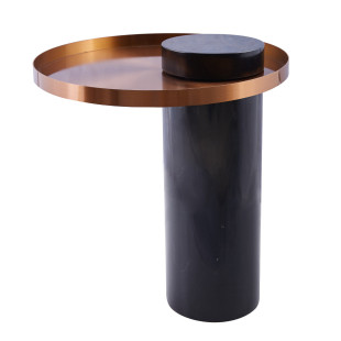 Stolik kawowy COLUMN czarny marmur miedź 55 cm | Decolab24