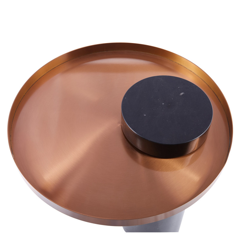 Stolik kawowy COLUMN czarny marmur miedź 55 cm | Decolab24