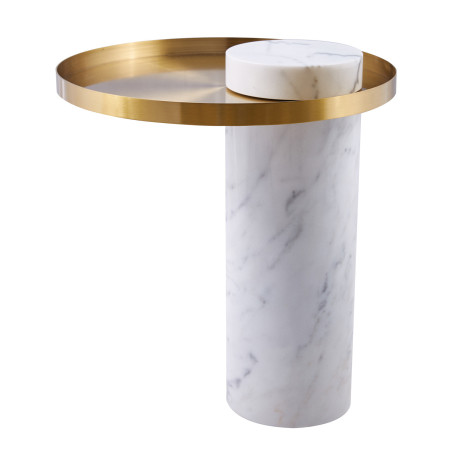 Stolik boczny COLUMN biały marmur złoto 55 cm | Decolab24