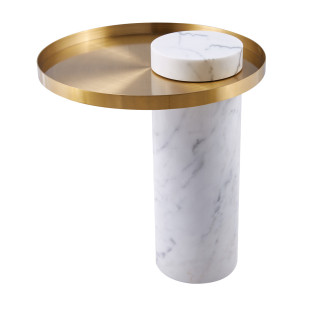 Stolik boczny COLUMN biały marmur złoto 55 cm | Decolab24