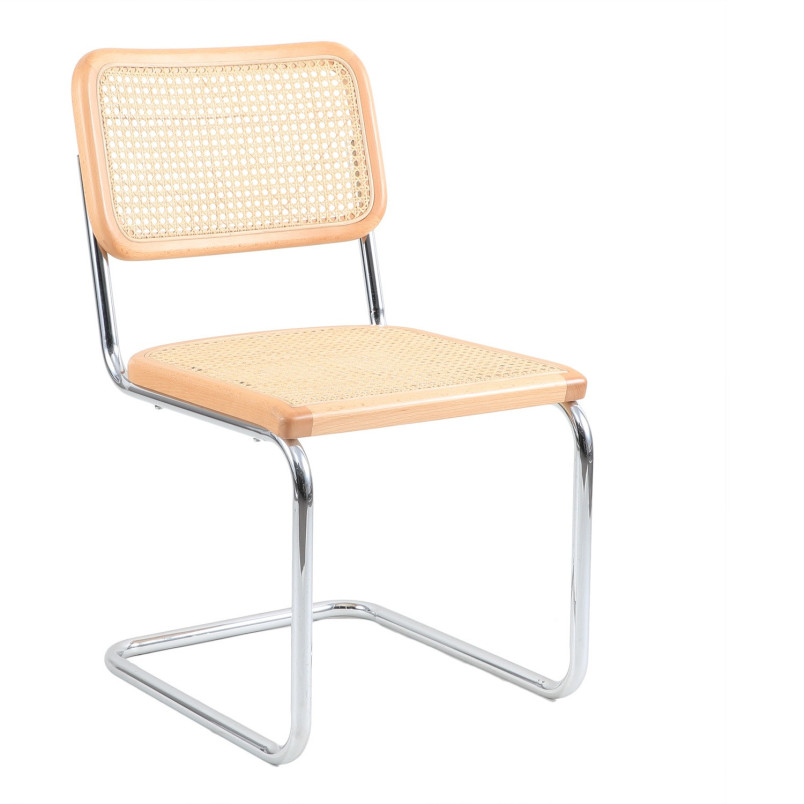 Krzesło VIENNA chrom naturalny rattan Bauhaus | Decolab24.pl