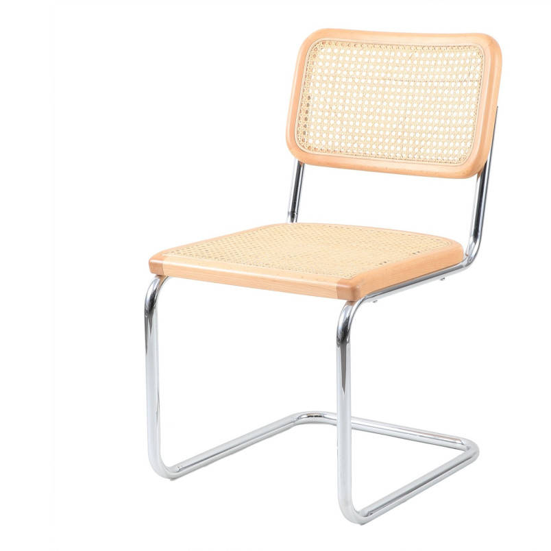 Krzesło VIENNA chrom naturalny rattan Bauhaus | Decolab24.pl