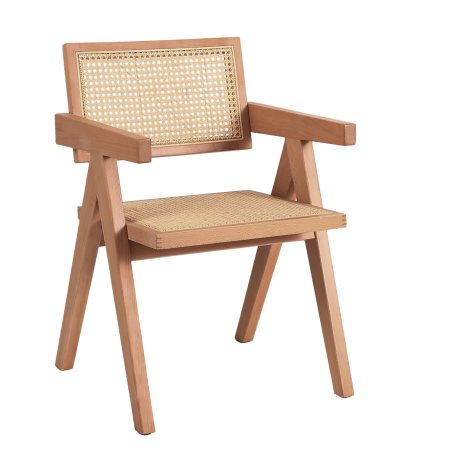 Fotel BOHO z podłokietnikami naturalne drewno rattan | Decolab