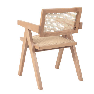 Fotel BOHO z podłokietnikami naturalne drewno rattan | Decolab