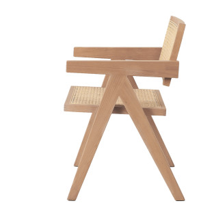 Fotel BOHO z podłokietnikami naturalne drewno rattan | Decolab