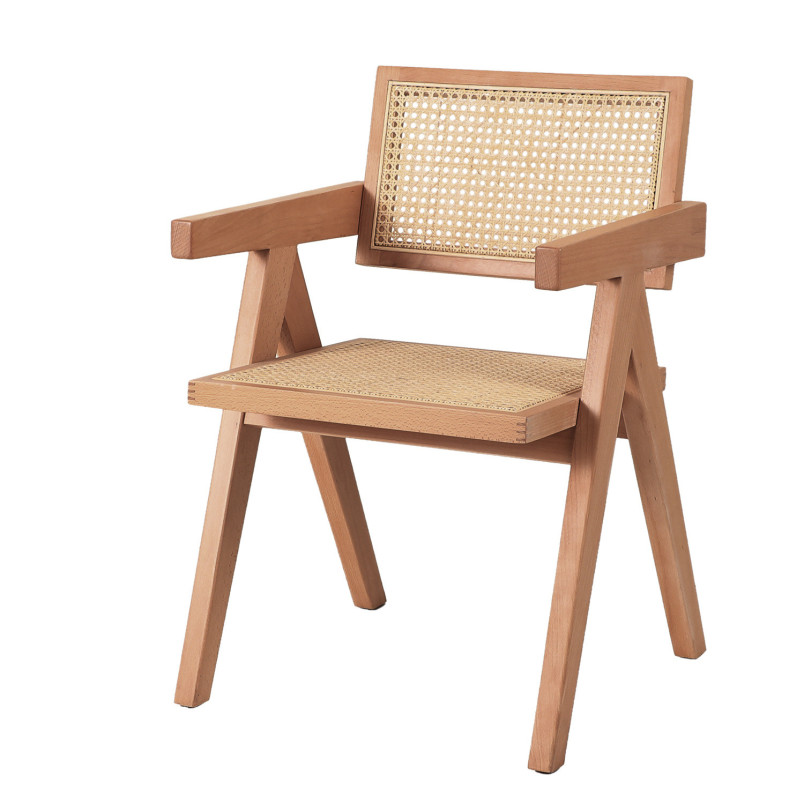 Fotel BOHO z podłokietnikami naturalne drewno rattan | Decolab