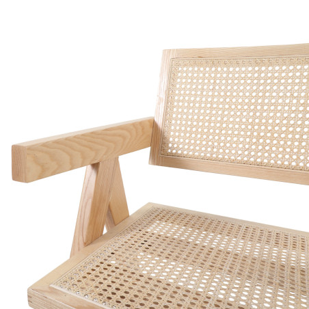 Fotel BOHO z podłokietnikami naturalne drewno rattan | Decolab