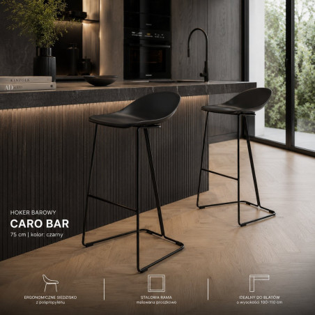 Hoker CARO BAR 75 cm czarny krzesło barowe | Decolab24.pl