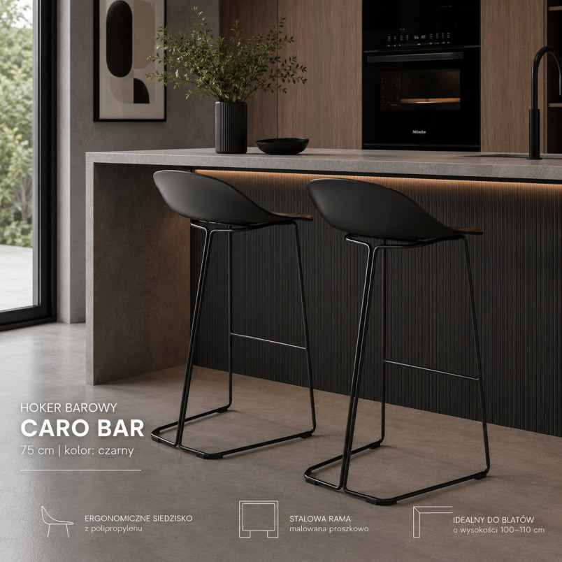 Hoker CARO BAR 75 cm czarny krzesło barowe | Decolab24.pl