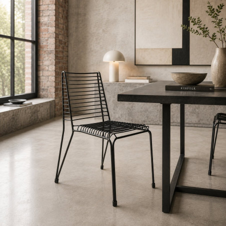 Krzesło metalowe IRON czarne ażurowe loft | Decolab24.pl
