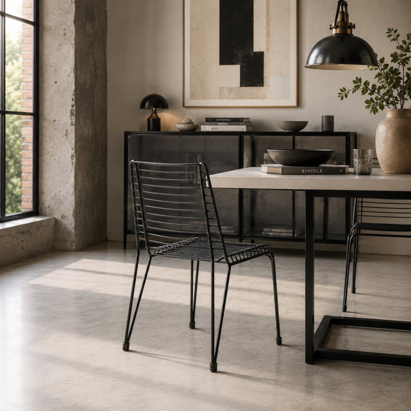Krzesło metalowe IRON czarne ażurowe loft | Decolab24.pl