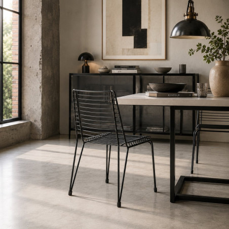 Krzesło metalowe IRON czarne ażurowe loft | Decolab24.pl