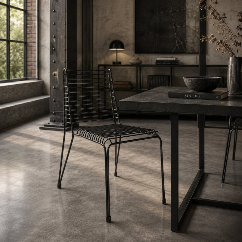 Krzesło metalowe IRON czarne ażurowe loft | Decolab24.pl