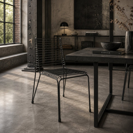 Krzesło metalowe IRON czarne ażurowe loft | Decolab24.pl