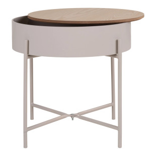 Stolik pomocniczy ze schowkiem Sisco 40 cm kaszmirowy| Decolab