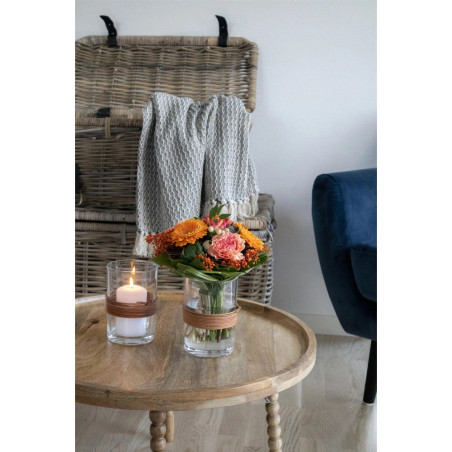 Stolik z drewna mango Jammu 60 cm toczone nogi | Decolab24