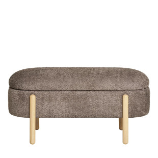 Ławka ze schowkiem Branca 98 cm bouclé brązowa | Decolab24.pl
