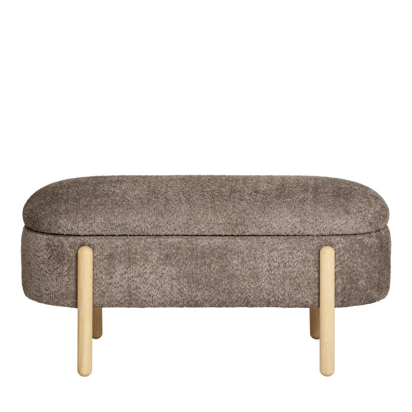Ławka ze schowkiem Branca 98 cm bouclé brązowa | Decolab24.pl