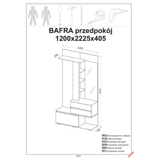 Zestaw do przedpokoju Bafra | Halmar | Szafka z lustrem